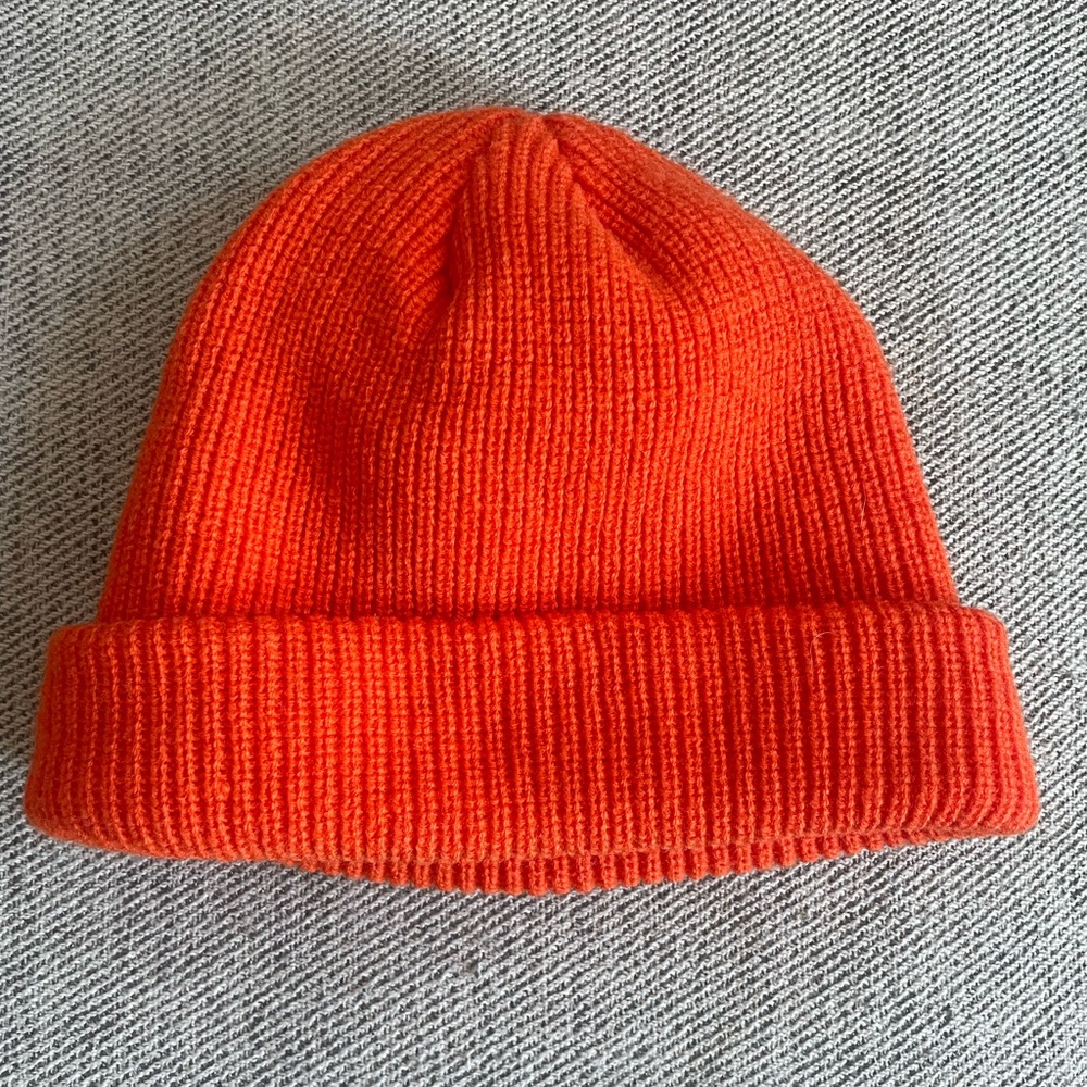 Army supply small orange watch hat beanie